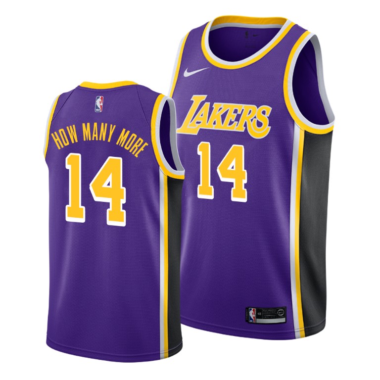 Men's Los Angeles Lakers Danny Green #14 NBA How Many More 2020 Statement Social Justice Purple Basketball Jersey KPK7383SA